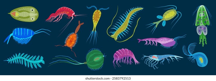 Phytoplankton. Aquatic microbiology organism underwater ocean lifestyle recent vector micro cell in water