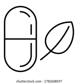 Phytotherapy capsule icon. Outline phytotherapy capsule vector icon for web design isolated on white background