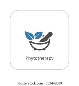 Phytotherapy Icon with Leaves. Flat Design. Isolated.