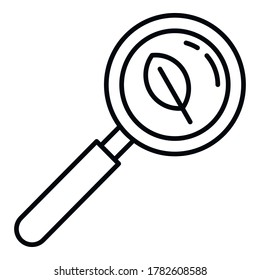 Icono de lupa de la fitoterapia. Icono del vector de ampliación de fitoterapia de contorno para diseño web aislado en fondo blanco