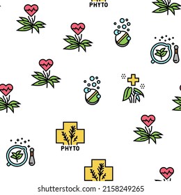 Fitoterapia Tratamiento Vector Patrón sin Marea Ilustración De Línea Delgada