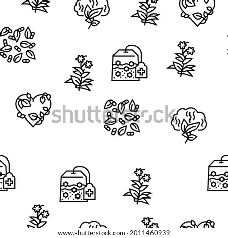 Phytotherapy Treat Vector Seamless Pattern Thin Line Illustration