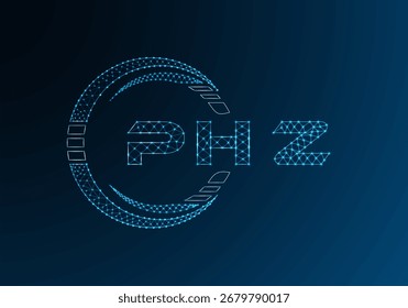 PHZ bajo diseño de Vector de logotipo de letra poli. PHZ diseño de logotipo de poliéster inferior. Logotipo de poliéster bajo.