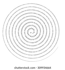 Pi - 3.1415 - Mathematical Helix - Column of Numbers Spiral - Vector Illustration