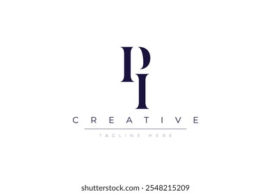 PI abstract minimalist letters Logo Monogram. It is a minimalist logo, this logo is made by combining two letters