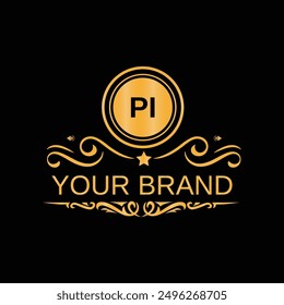 PI alphabet letter logo design with creative square shape