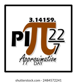 Pi Approximation Day Event Mathematischer Banner. Das Pi-Symbol mit seiner Formel in einem Rahmen auf weißem Hintergrund zu feiern am 22. Juli