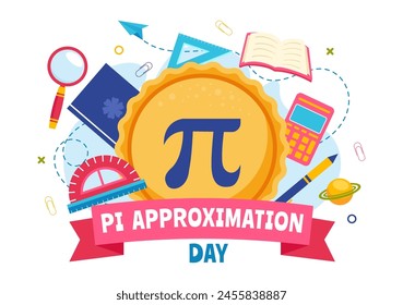 Pi Approximation Day Vektorillustration am 22. Juli mit mathematischen Konstanten, griechischen Buchstaben oder gebackenen süßen Kuchen in flachen Cartoon Hintergrund