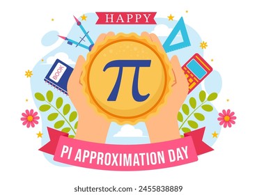 Pi Approximation Day Vector Illustration on July 22 with Mathematical Constants, Greek Letters or Baked Sweet Pie in Flat Cartoon Background