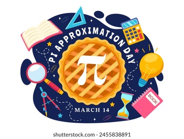 Pi Approximation Day Vector Illustration on July 22 with Mathematical Constants, Greek Letters or Baked Sweet Pie in Flat Cartoon Background