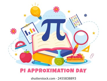 Pi Approximation Day Vector Illustration on July 22 with Mathematical Constants, Greek Letters or Baked Sweet Pie in Flat Cartoon Background