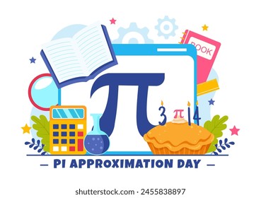 Pi Approximation Day Vector Illustration on July 22 with Mathematical Constants, Greek Letters or Baked Sweet Pie in Flat Cartoon Background