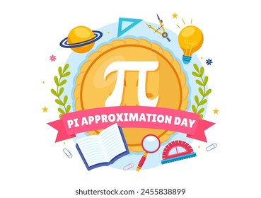 Pi Approximation Day Vector Illustration on July 22 with Mathematical Constants, Greek Letters or Baked Sweet Pie in Flat Cartoon Background
