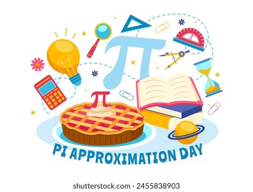 Pi Approximation Day Vector Illustration on July 22 with Mathematical Constants, Greek Letters or Baked Sweet Pie in Flat Cartoon Background