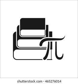 Pi and books symbol sign simple icon on background