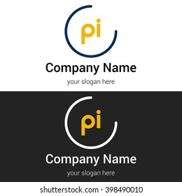  PI business logo icon design template elements. Vector color sign.