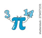 Pi Character with Numbers Illustration