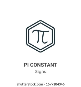 Pi constant symbol outline vector icon. Thin line black pi constant symbol icon, flat vector simple element illustration from editable signs concept isolated stroke on white background