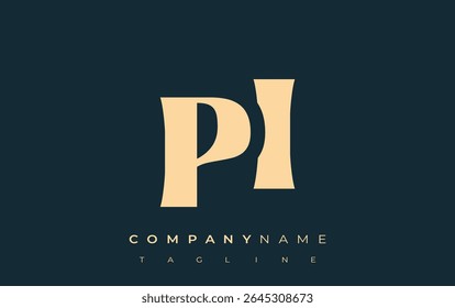 PI Creative Abstract Typography Logo Design (Projeto de logotipo de tipografia abstrata criativa PI). Logotipo elegante que combina tipografia arrojada e formas criativas, ideal para soluções de marca e identidade.