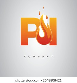 Design do logotipo da letra de fogo criativa PI