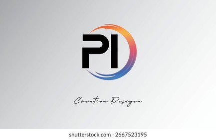 Logotipo de letra creativa PI con círculo de degradado