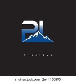PI Creative Mountain Logo Bold Gradient Letter mark Branding Design for Business Outdoor Brands