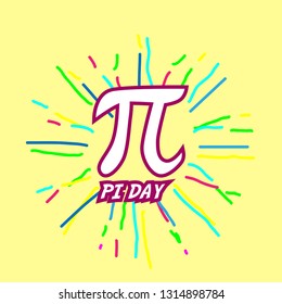 pi day, banner or poster for holiday with confetti or firework background