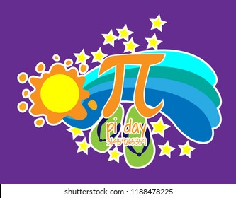 pi day with beach theme, vector