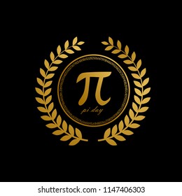 pi day, beautiful greeting card with golden crown illustration for glory theme, vector background, poster or banner