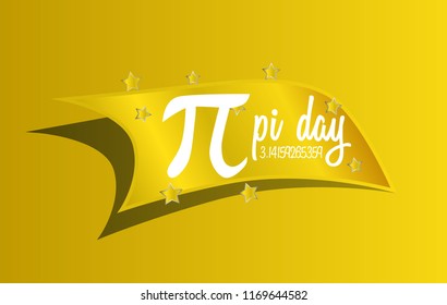 pi day, beautiful greeting card background or banner with golden ticket illustration for lucky prize theme. design illustration