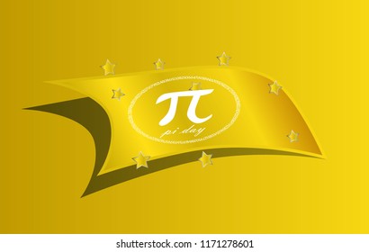 pi day, beautiful greeting card background or banner with golden ticket illustration for lucky prize theme. design illustration