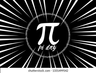 pi day, beautiful greeting card with black and white background or banner with pop art theme. design illustration