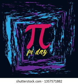 pi day, Beautiful greeting card poster with painting calligraphy text
