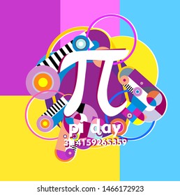 pi day, beautiful greeting card background or banner with colorful theme. design illustration