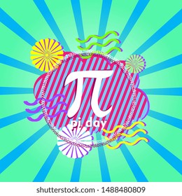 pi day, beautiful greeting card background or banner with retro theme. design illustration