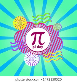 pi day, beautiful greeting card background or banner with retro theme. design illustration