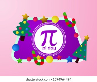 pi day, beautiful greeting card background or template banner with cute christmas character theme. vector design illustration