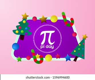 pi day, beautiful greeting card background or template banner with cute christmas character theme. vector design illustration