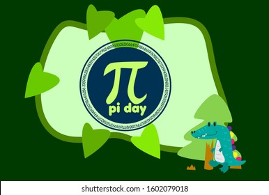 pi day, beautiful greeting card background or template banner with cute animal character theme. vector design illustration