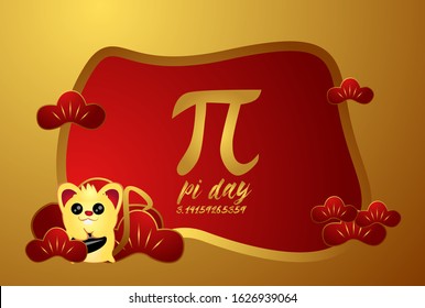 pi day, beautiful greeting card background or template banner with chinese theme. vector design illustration