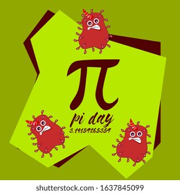 pi day, beautiful greeting card background or template banner with bacteria and virus theme. vector design illustration