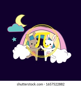 pi day, beautiful greeting card background or template banner with animal theme. vector design illustration