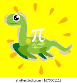 pi day, beautiful greeting card background or template banner with dinosaur theme. vector design illustration