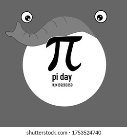 pi day, beautiful greeting card background or banner with cute elephant theme. vector illustration