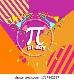 pi day, beautiful greeting card background or banner with cute summer theme. vector