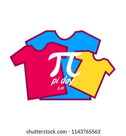 pi day, cute label, logo, background with shirt illustration, vector