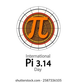 Pi day international circle logo, vector art illustration.