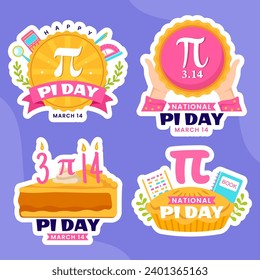Pi Day Label Flat Cartoon Hand Drawn Templates Background Illustration