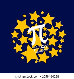 pi day label or sign with star background
