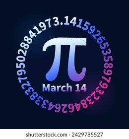 PI Tag März 14 runde Vektor farbigen Hintergrund - Pi Ziffern in kreisförmige Mathematik Konzept gestresst Illustration